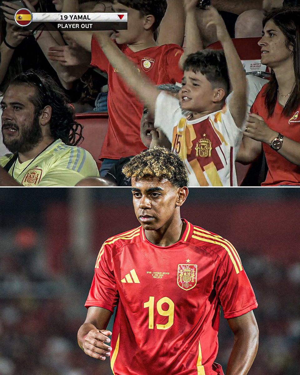 ESPNFC's tweet photo. 16-year-old Lamine Yamal was subbed off to a standing ovation after his two assist performance for Spain 👏 https://t.co/Jg69CZw5vG