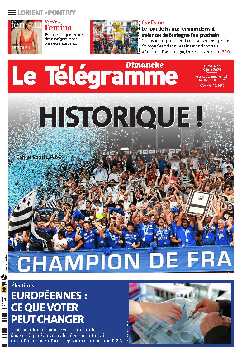 ServiceIG's tweet photo. La Une du Télégramme du 9 juin 2024 https://t.co/QC6XPD6hF3
