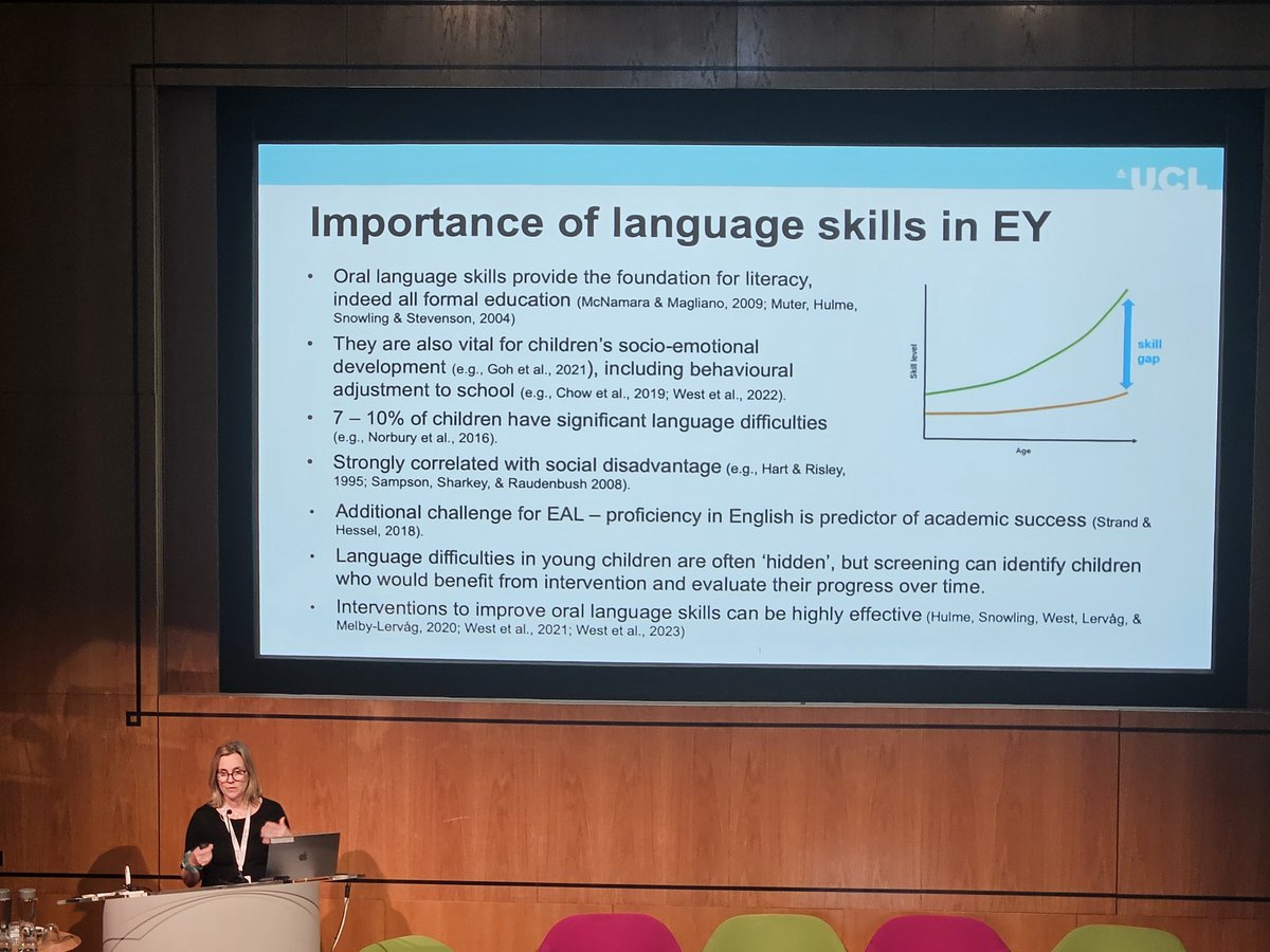 DrFionaKyle's tweet photo. Final presentation at @HVDL_Foundation by Dr Gill West @gillmwest - explaining the structure of the #LanguageScreen app and the effectiveness of it for screening for weak language skills and identifying children who might benefit from the NELI intervention @teachNELI https://t.co/cckKmBldnX
