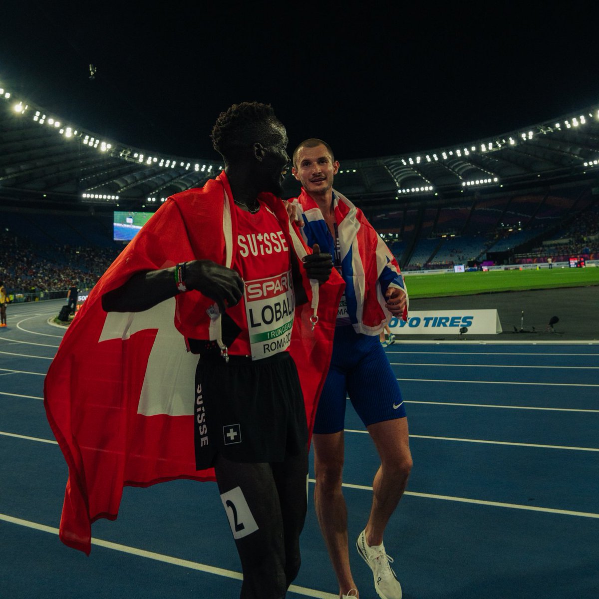 What a race at the European Championships!

George Mills wins Silver in the 5000m, and Dominic Lobalu takes Bronze in his first international race for Switzerland! 🥈🥉

#Roma2024