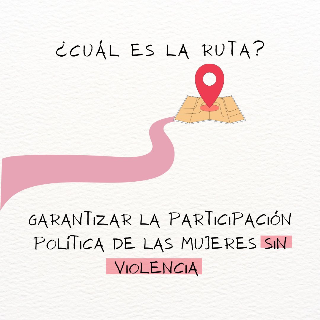 ¿Cuál es la ruta? 📍⁉️

✅ Garantizar la participación política de las mujeres sin violencia. #MásParticipaciónSinViolencia