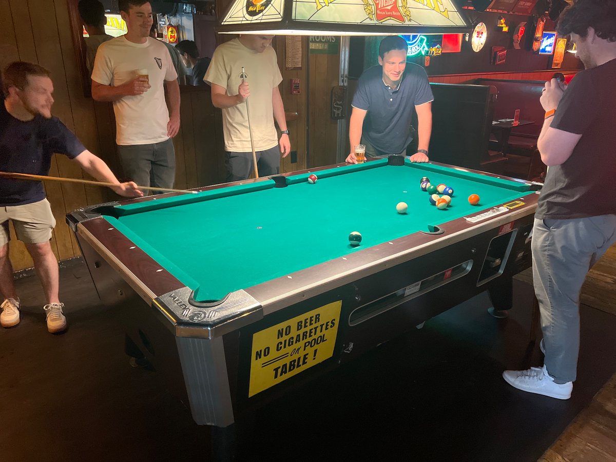 CubPrawl's tweet photo. How long til someone puts a beer or cigarette on the pool table in violation of the signage? https://t.co/oUClvqUsro