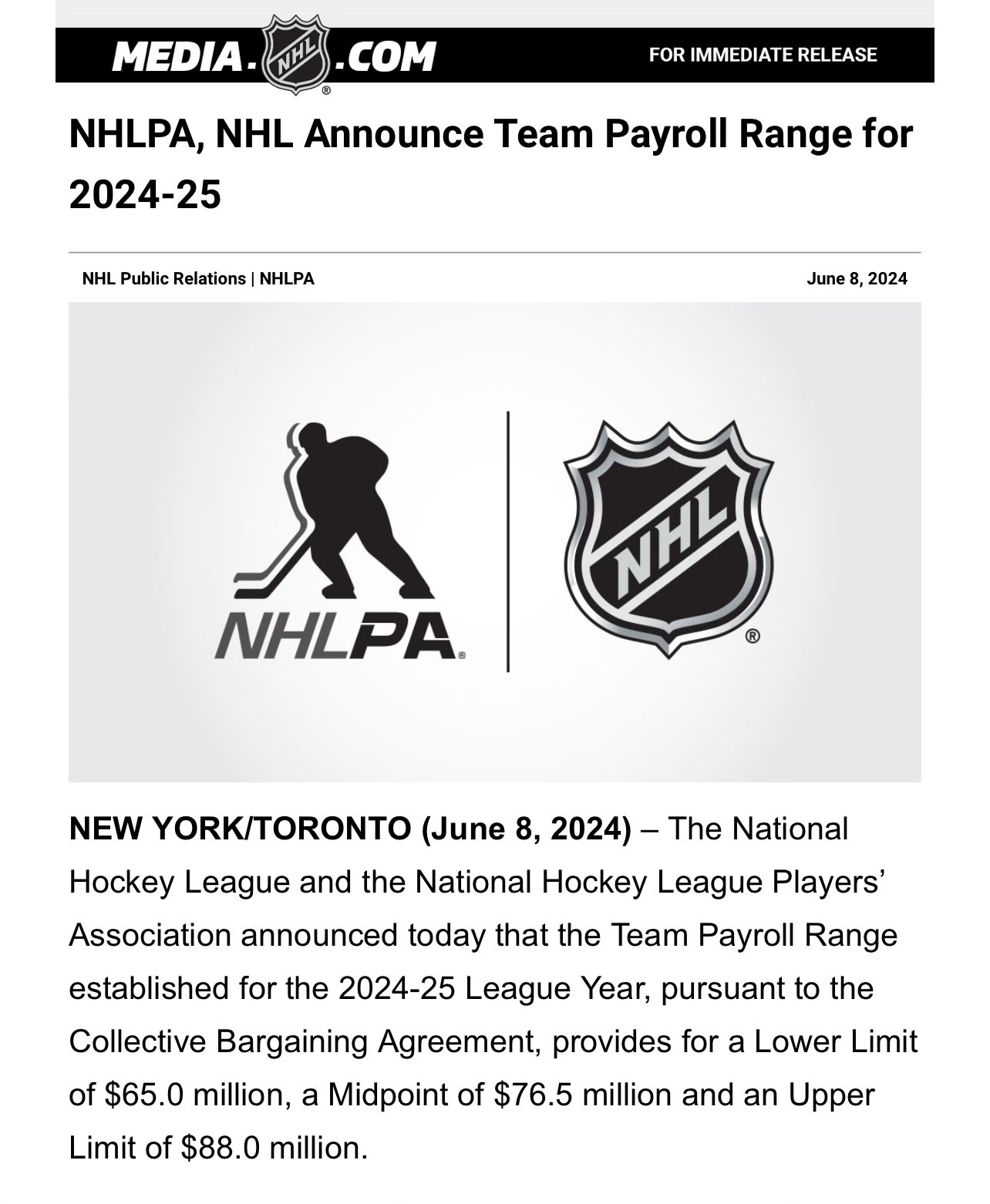 David Pagnotta on X: "Salary cap next season is set at $88M  https://t.co/EXjQgV9SXW" / X