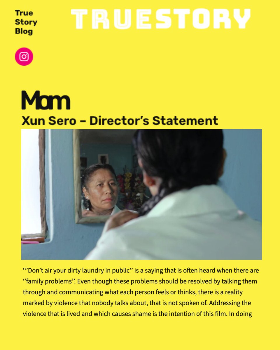 "there is a reality marked by violence that nobody talks about, that is not spoken of. Addressing the violence that is lived and which causes shame is the intention of this film" <a href="/XunSero/">XunSero</a> director statement on our blog: truestoryfilm.blog/2024/06/08/mom/