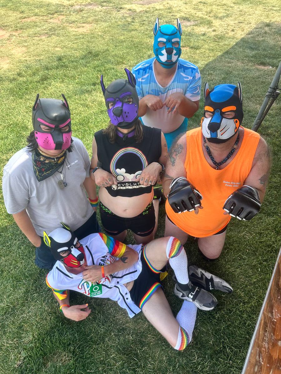 DukeCityPAH's tweet photo. Puppies enjoying pride in 2024. The weather may be hot but the pups are hotter. No seriously they need water. Thank you to all those who have joined us and joined our group. Woof woof bark bark. https://t.co/CB18DNDNIu