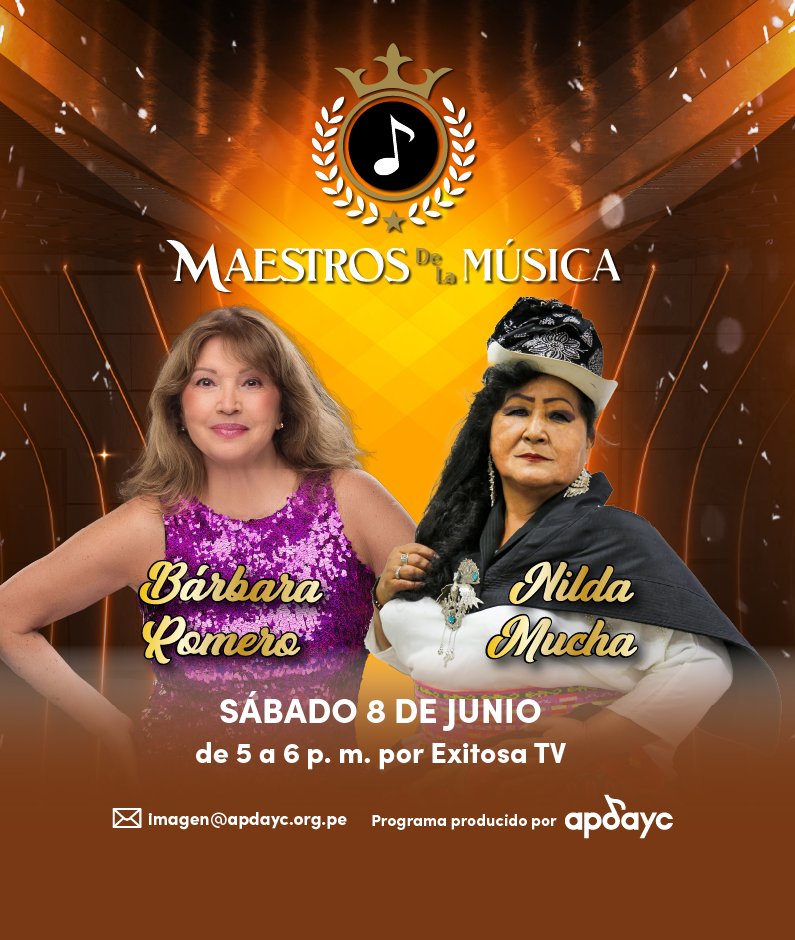 Aaarseniooo's tweet photo. A las 5 p. m. el programa de TV de #APDAYC, presentará a la cantante Bárbara Romero, quien realizará un recital. En la parte final, Florcita Huanca dará detalles del tributo a Flor Pucarina.
Por #ExitosaPerú. También transmitido por https://t.co/VSVDkUC0Jm 🎸
#Peru
#musica https://t.co/QTe2jCdvzn