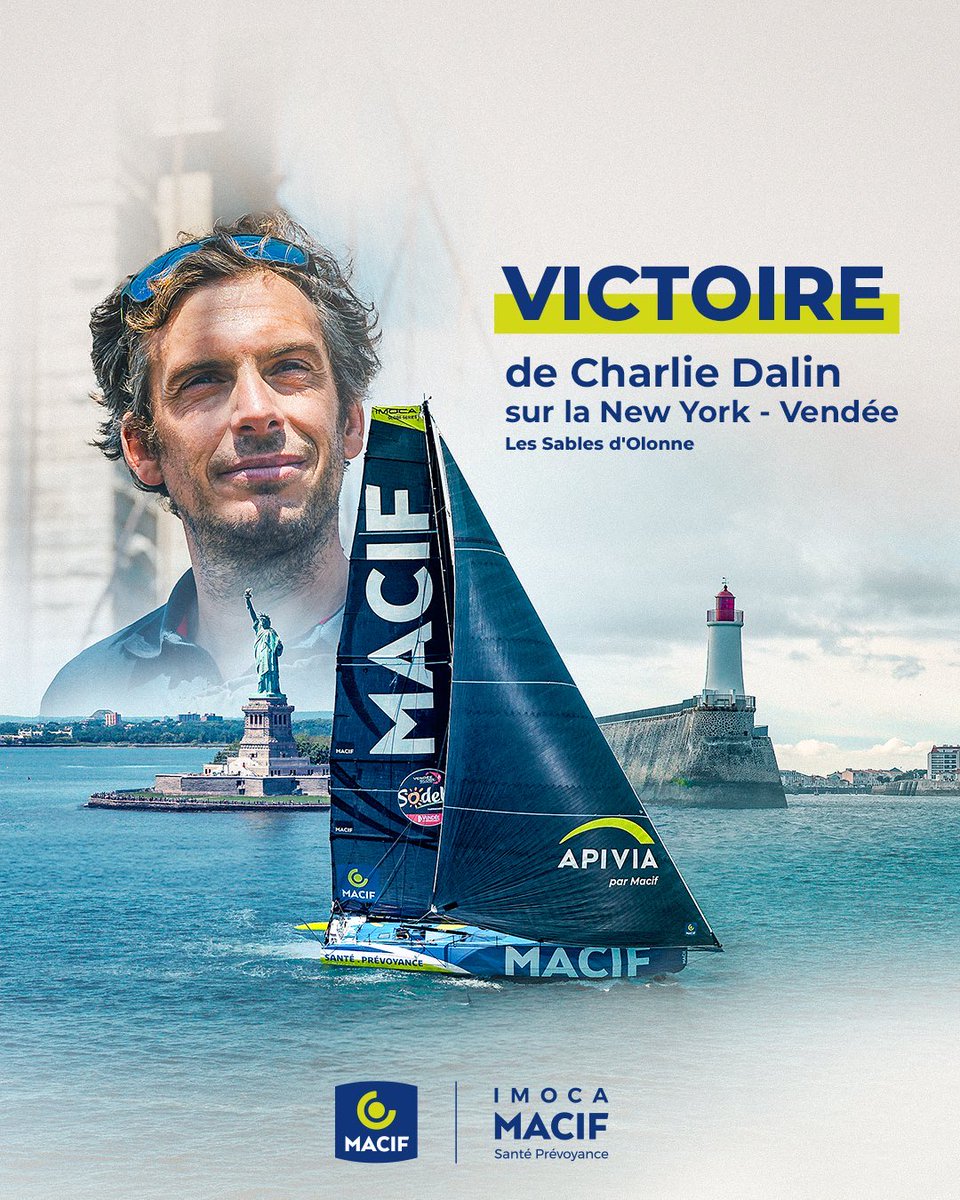 Dans un intervalle de 30 minutes ce soir, <a href="/Apivia_/">Apivia</a> <a href="/AMMutuelle/">Apivia Macif Mutuelle</a> célèbrent la victoire de Charlie Dalin sur <a href="/ImocaMacif/">Imoca MACIF Santé Prévoyance</a> dans la New-York Vendée Les Sables ⛵️ et l’accès en phases finales du <a href="/staderochelais/">Stade Rochelais</a> 🏉 de Top14. 
Très belle soirée !