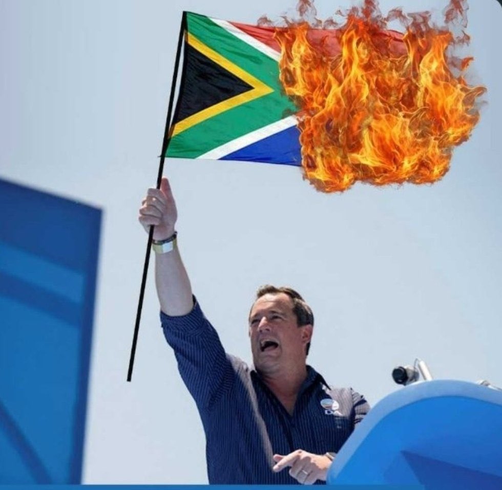 OnlineScoops's tweet photo. What is African about African National Congress imagine being in Coalition with people who burnt the democratic Flag of the County ๐ฎ ANC and DA belong here
#DoomsdayforDA
#StopTheDA https://t.co/kakxshnfBi