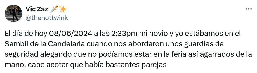 ReporteYa's tweet image. #8Jun #Caracas #Sambil #Viral
🗣️ ES VIRAL EN LAS REDES

Un joven denuncia que el personal de seguridad le pidió que no caminara agarrado de manos con su pareja en la feria del Sambil de La Candelaria 

¿Qué opinas? ¡Los leemos!

📹: @thenottwink

- @ImpactoVE
