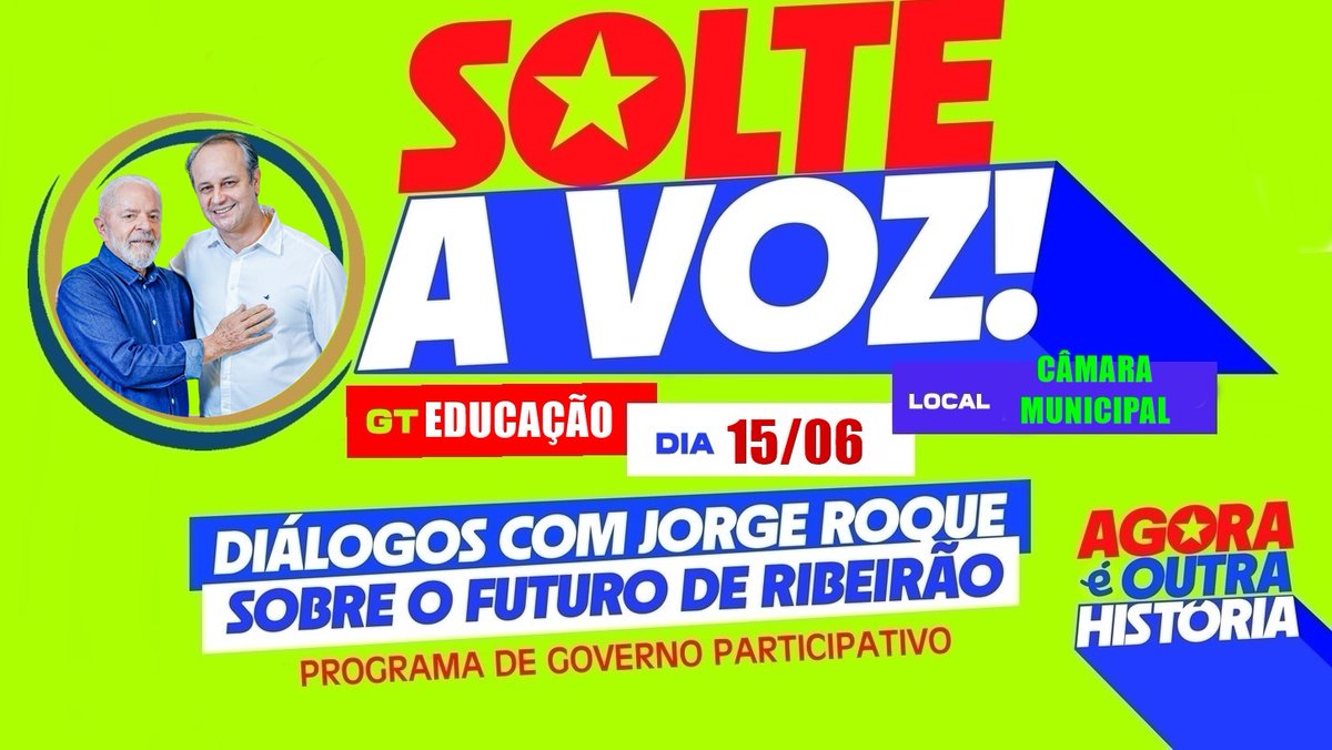 redeptbrasil13's tweet photo. SOLTE A VOZ, CHEGOU A VEZ DA EDUCAÇÃO!
07/06/2024 - 23:32:50 / Editor: José Alfredo | Agência Rede PT Ribeirão

* Data: Sábado, 15 de junho
* Hora: 14h
* Local: Câmara Municipal de Ribeirão Preto, SP

Saiba mais na RedePT: https://t.co/TaVmgjYWB0 https://t.co/CmsGthT4ua