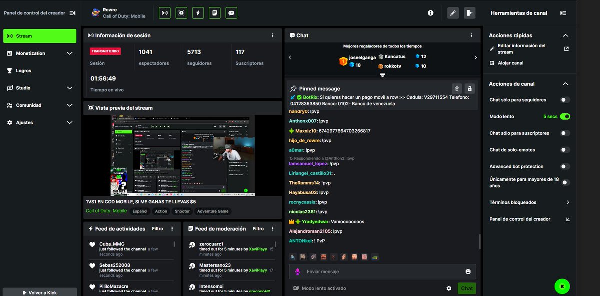 Nunca he subido mis estadisticas en ningun lado pero hoy se logro uno de mis objetivos de este año. 
🔥 1K DE ESPECTADORES SIN RAIDS NI HOST🔥  muchas gracias a todos los que se pasaron y se vacilaron el contenido 🔥 <a href="/KickEspanol/">Kick 🔜 En vivo desde Comic Con Argentina</a>