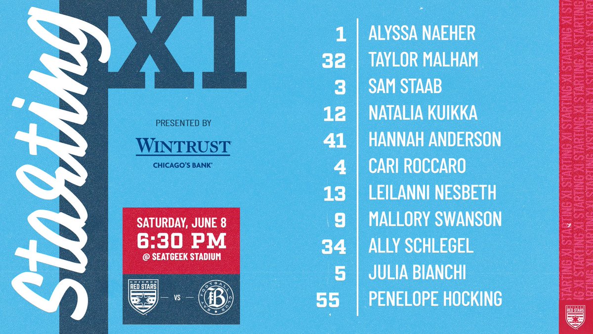 Name a better night to earn your first professional start than June 8, 2024. You can’t 🤷‍♀️

Here’s tonight’s Starting XI, presented by <a href="/Wintrust/">Wintrust</a>! #WitnessHistory #WithTheStars
