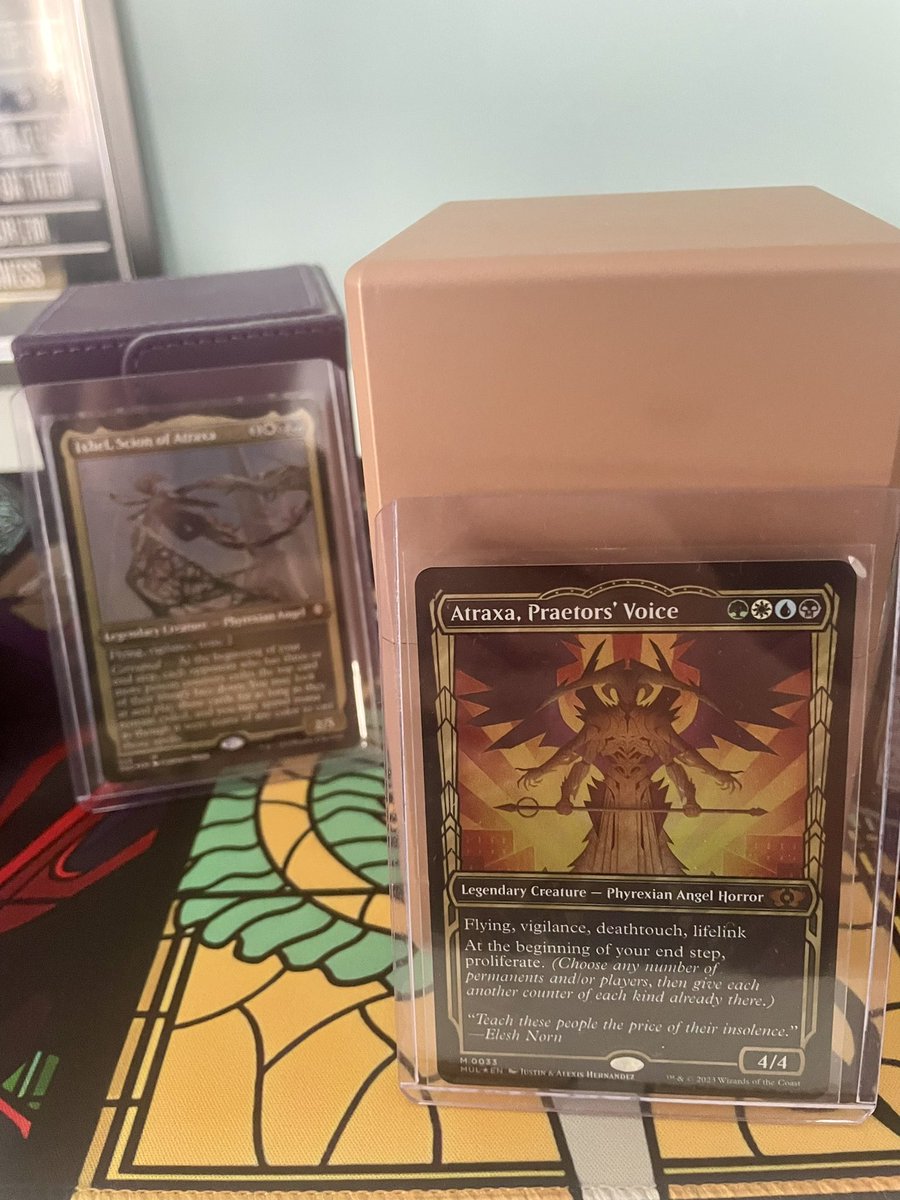 It’s been a while but finally going to a #magicthegathering games night!
Needed to get a couple of decks out to remind myself what they contain 😂

Might not take #atraxa and most people don’t like her 🥺

#gamesnight #mtg #tcg