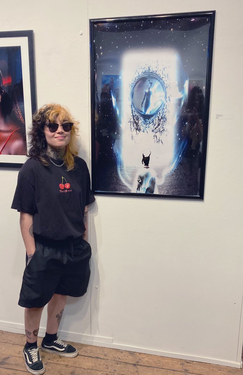 kyokosgarden's tweet photo. Me               vs          the art I made 

And yes my hair is half colored now. It’s phase 1 of 3 https://t.co/iMgp83O1cG