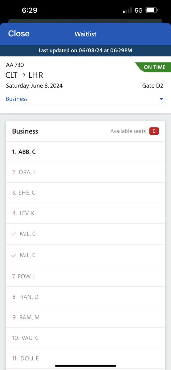 CarlRx's tweet photo. @AmericanAir can you explain how I was #1 on the upgrade list with a systemwide applied but was skipped?? https://t.co/po6gnAsNBW
