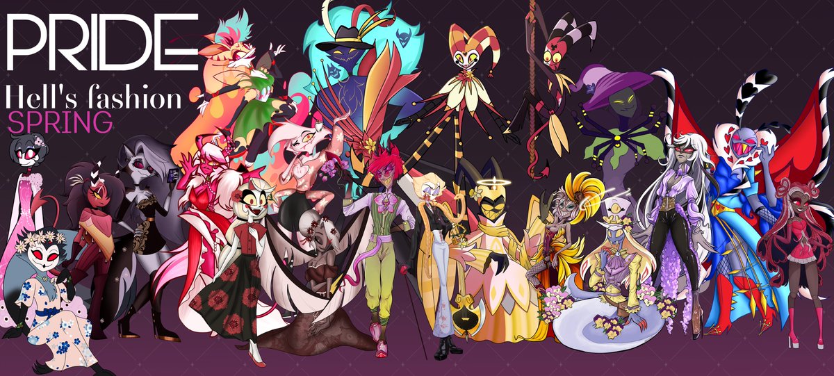 JealousCartoon's tweet photo. 🌸Spring is not over yet!, and everyone in hell is ready with their best outfits!🌸
Here's another collab made with love ❤️‍🔥
Thank you so much to everyone who joined!
Credits on 🧵
#HelluvaBoss #HazbinHotel https://t.co/F8lkDozdm4