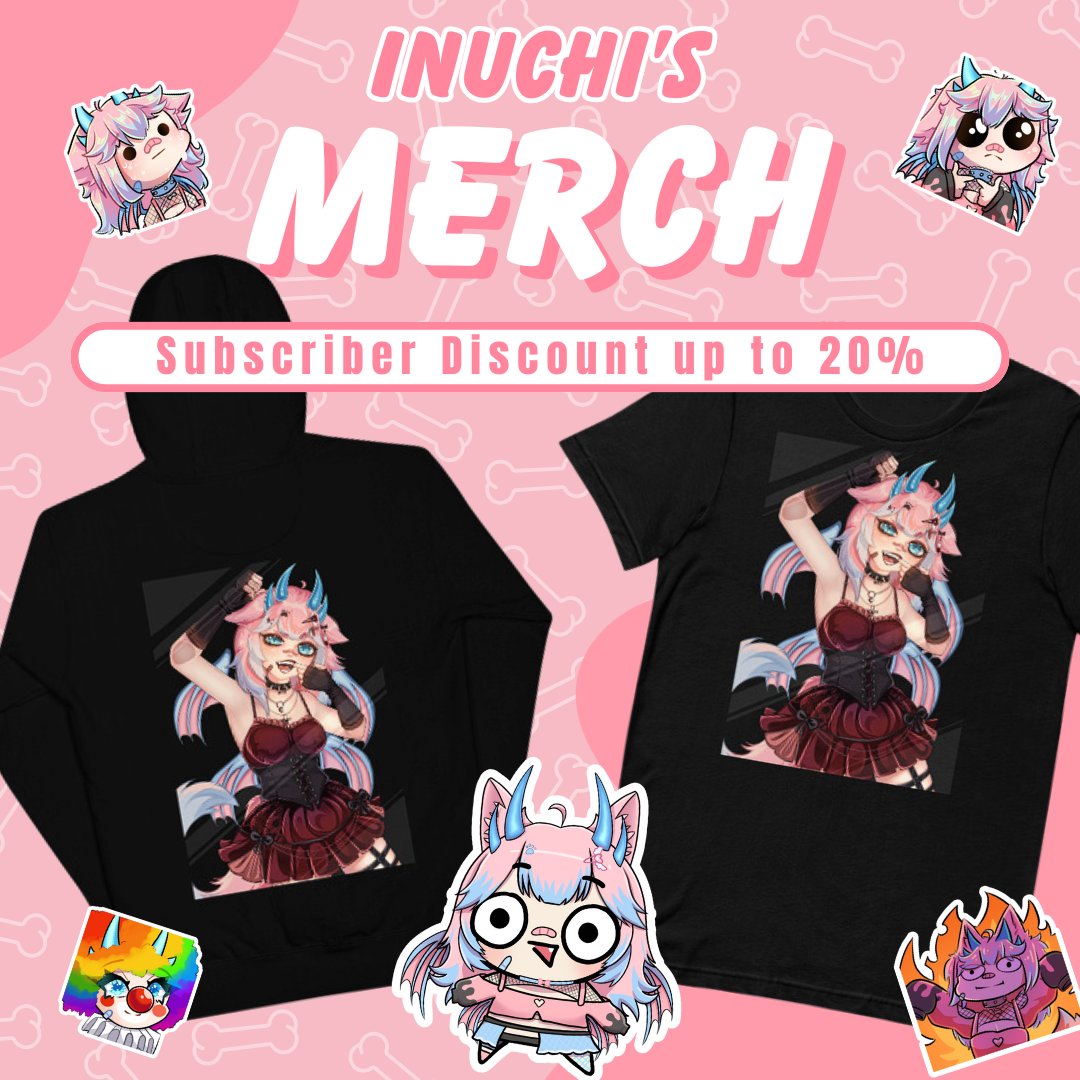 InuchiThePuppi's tweet image. Although my merch shop with VTuber Central sadly retired, I still offer some items for you on SE Merch! 

Grab yourself apparel - like shirts and hoodies, also stickers!!! &amp;lt;3

LINK BELOW!

#VTuber #SEMerch #streamelements