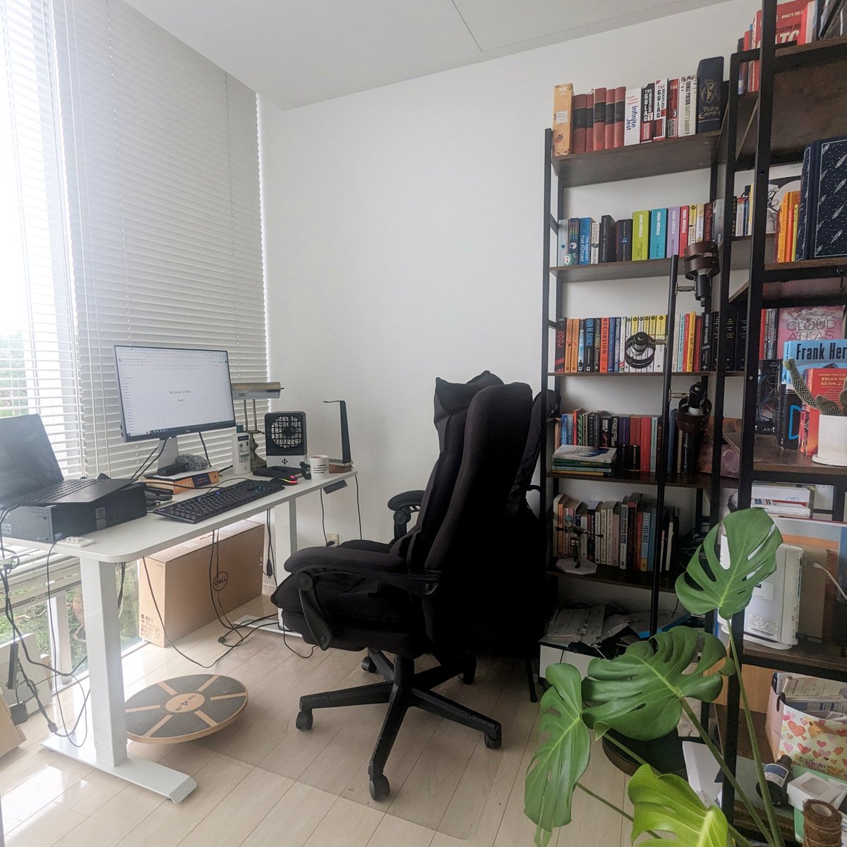 #RevPitClassof24
Day 6 - Show your writing space

Sorting my bookshelf for this picture was a great excuse to procrastinate this morning 😅