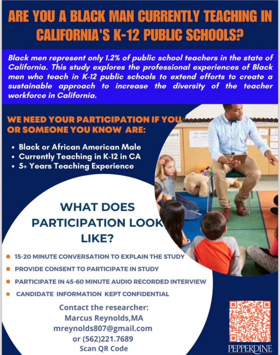 Looking for participants. Black men teachers in Cali