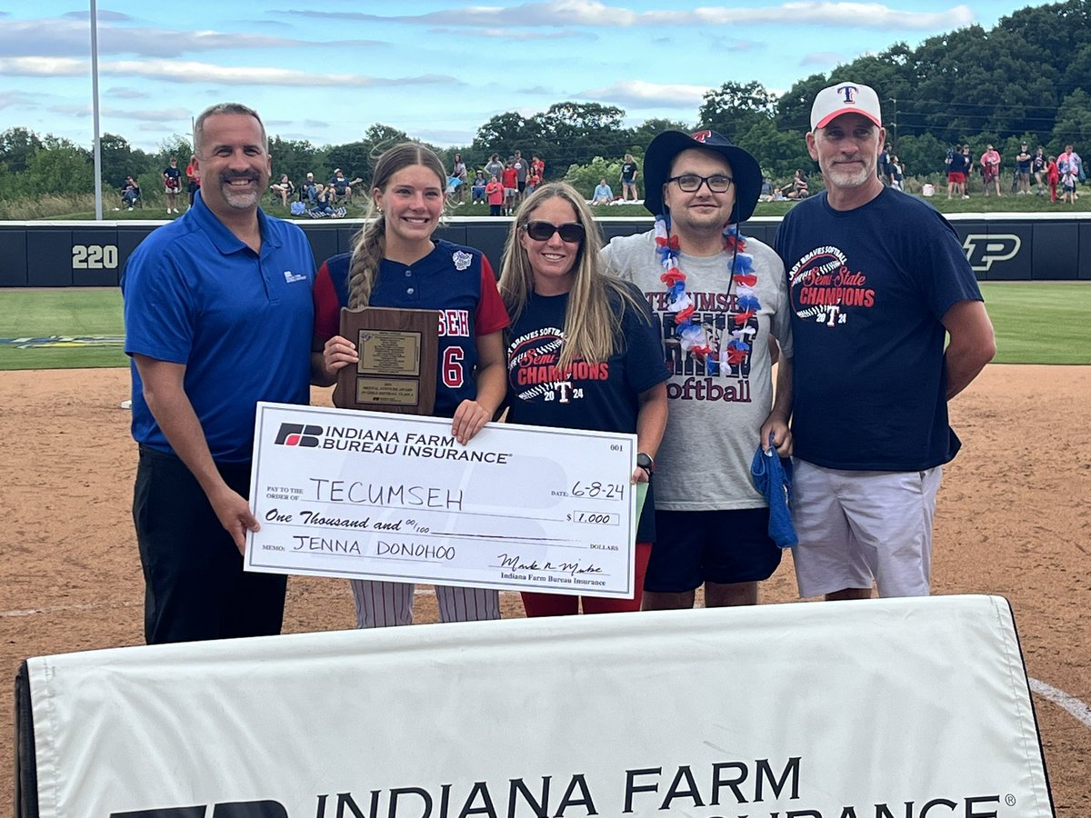 IHSAA (@ihsaa1) on Twitter photo Congratulations to Tecumseh High School’s Jenna Donohoo, the 2024 recipient of the Mental Attitude Award for Class 1A Softball, presented by Indiana Farm Bureau Insurance! 🎓🥎
<a href="/thsbraves/">Tecumseh HS Athletics</a> <a href="/INFarmBureau/">Indiana Farm Bureau</a> Congratulations to Tecumseh High School’s Jenna Donohoo, the 2024 recipient of the Mental Attitude Award for Class 1A Softball, presented by Indiana Farm Bureau Insurance! 🎓🥎
<a href="/thsbraves/">Tecumseh HS Athletics</a> <a href="/INFarmBureau/">Indiana Farm Bureau</a>