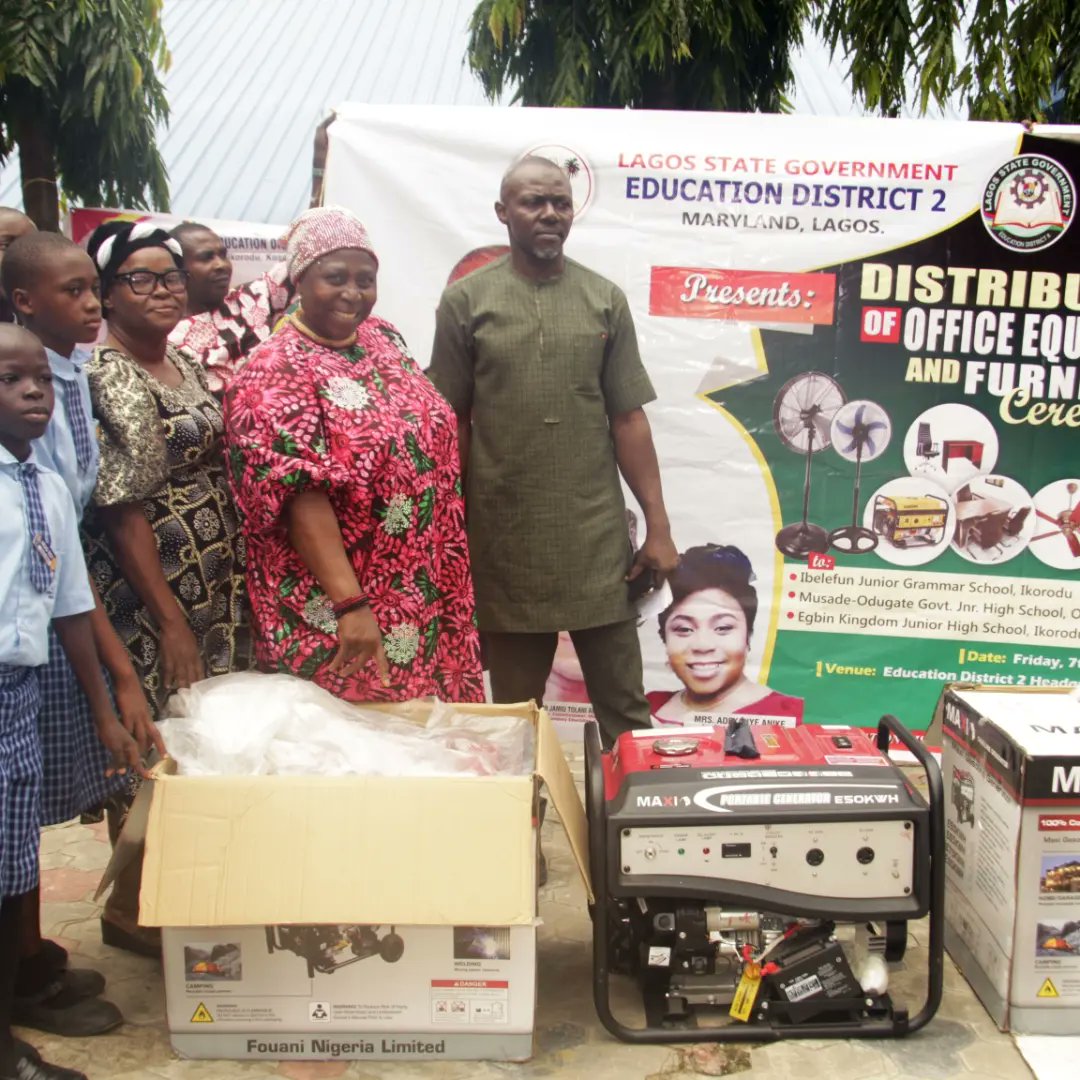 TimesGrassroots's tweet photo. Lagos State Education District 2 Perm Sec, Mrs Anike Adekanye Presents @jidesanwoolu
Furniture, Office Equipment to new schools - Ibelefun Junior Grammar School; Musade-Odugate Junior School, Ori - Okuta, Ikorodu; Egbon Kingdom Junior High School, IKORODU.
@followlasg https://t.co/3IR0L8QVGD