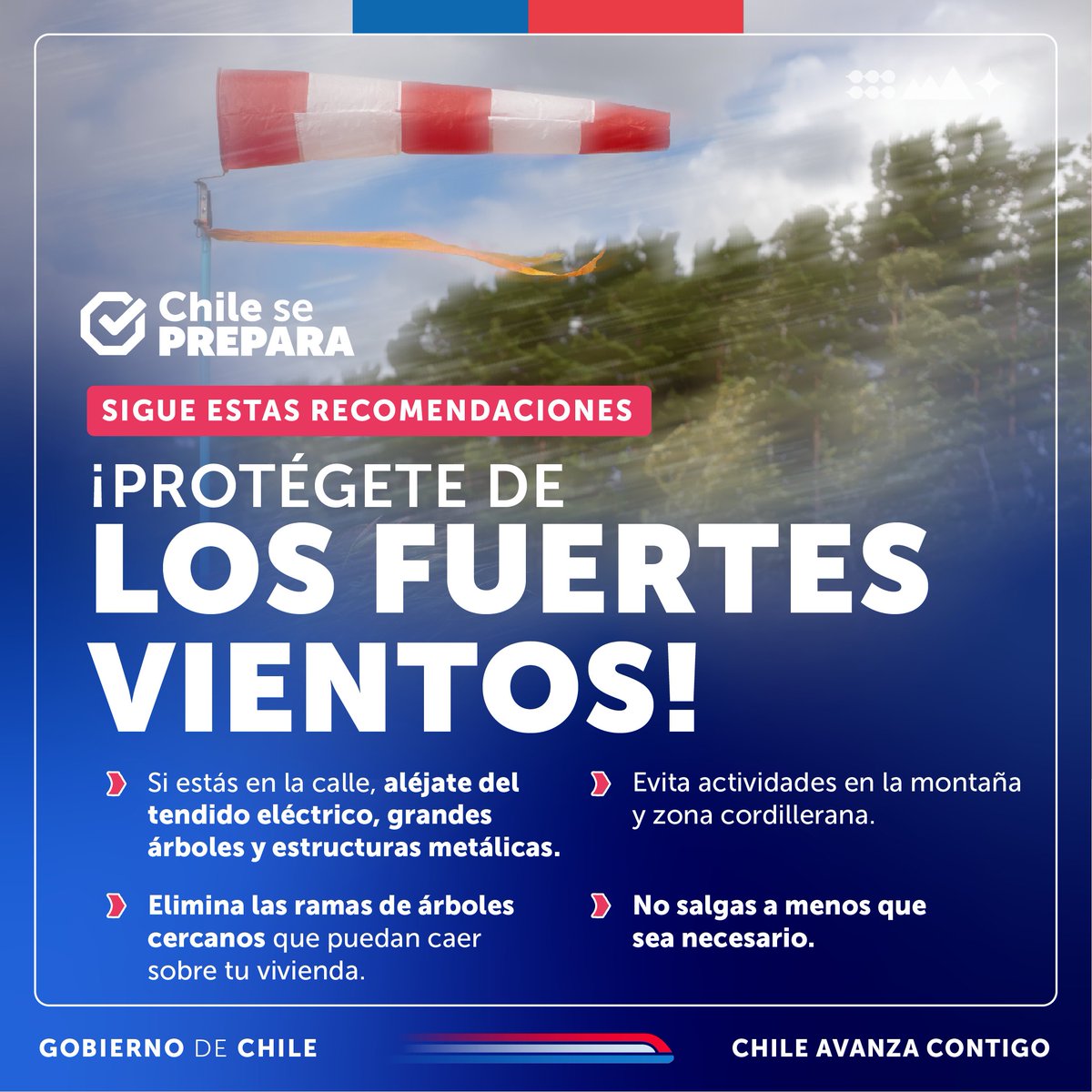 Toma estas precauciones ☔ Mantente informado sobre los pronósticos del tiempo y las alertas vigentes en los canales oficiales de <a href="/Senapred/">SENAPRED</a> ☑️