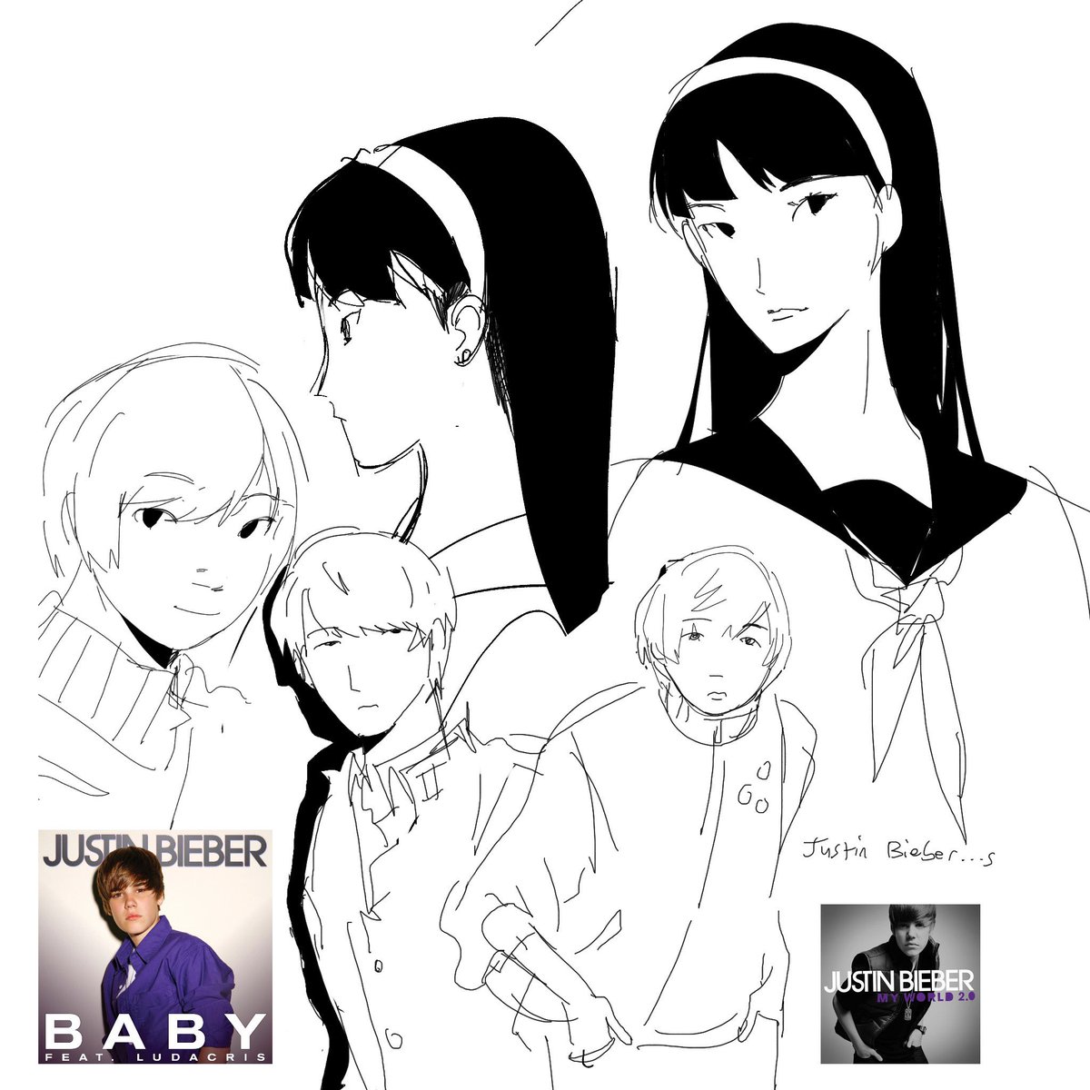 helloooo have some doodles. naoterrrrrrrrrr. in the 3 and 5 uniforms. In regular clothes. Headshot. and then yukiko and the coconut heads