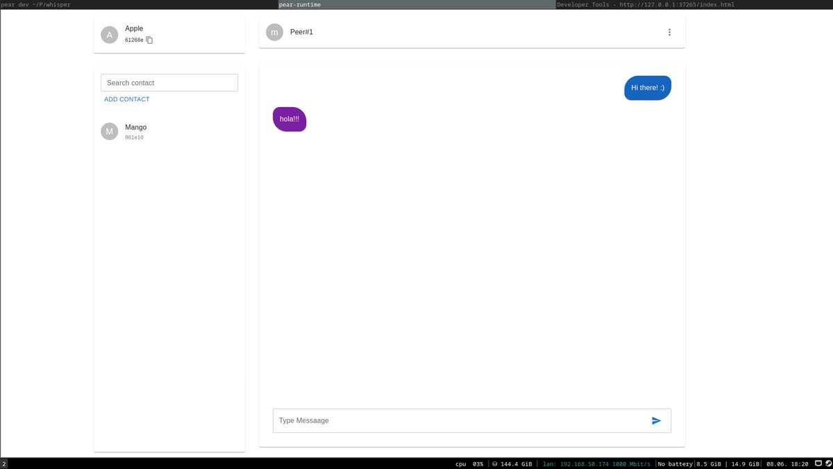 Hey <a href="/Pears_p2p/">Pears_com</a> I'm building a message app using Pear runtime :)