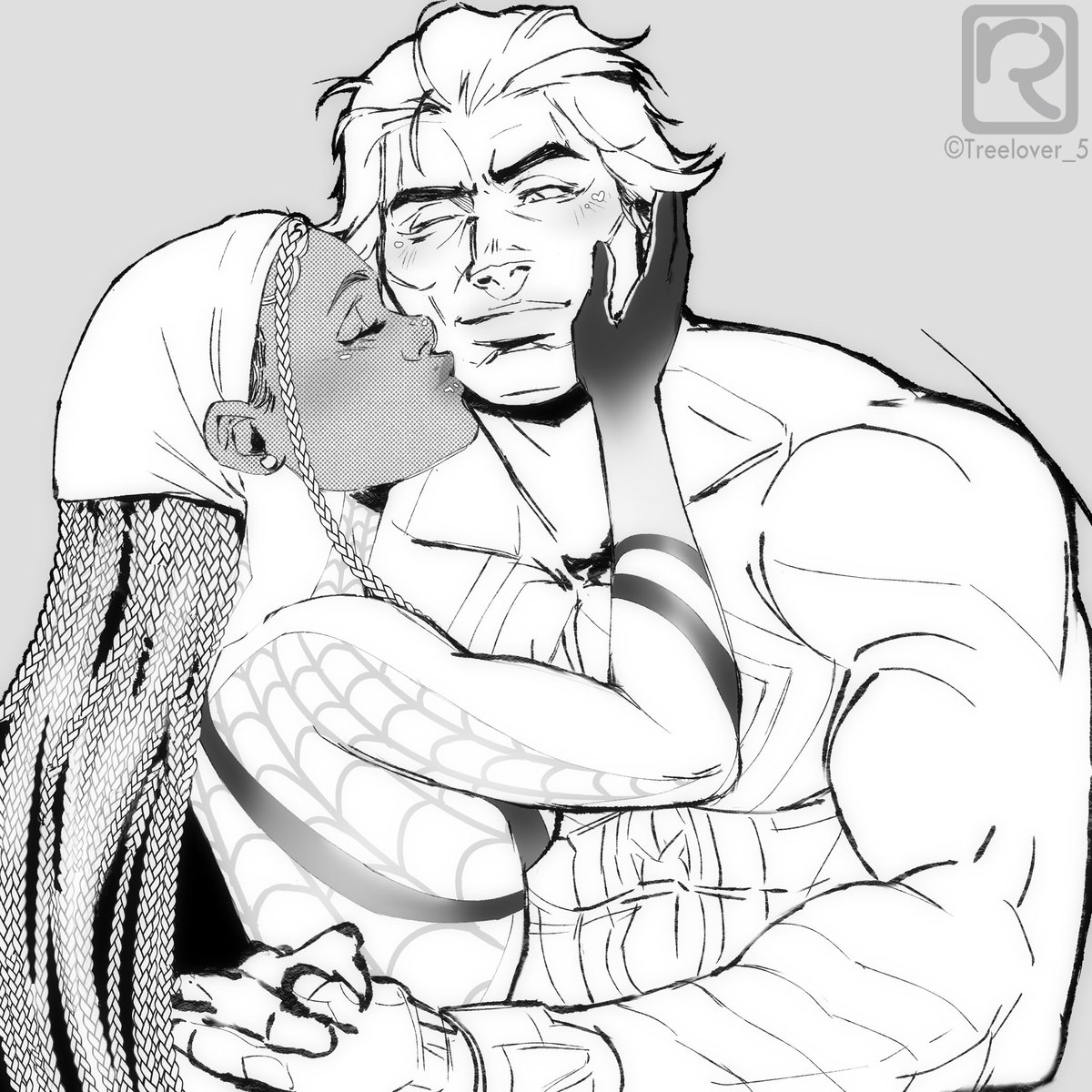 Commission for <a href="/viviosaart/">-ˋˏ𝒱𝒾𝓋𝒾 🍓</a> of their oc Jennie giving #Miguelohara a lil peck! 💋✨