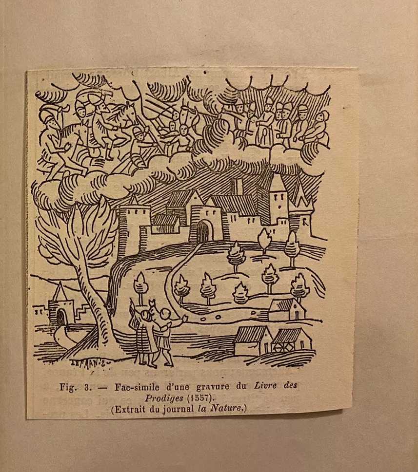 memizon's tweet image. Today I found what may be the very first book about the UFO phenomenon - published in 1890! 

"The Meteor Armies. A Historical and Scientific Study About the Apparitions of Armies in the Skies". It is not mentioned in fortean and UFO bibliographies, and there are no scans online.