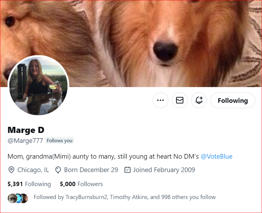 You heard the call and you answered, my favorite crowd. Thanks to all who responded and lifted Marge <a href="/Marge777/">Marge D</a> to her 5K milestone. She's a great blue resister friend. Let's celebrate, congratulate, &amp; wish her continued success in the blue community. Here's your certificate.