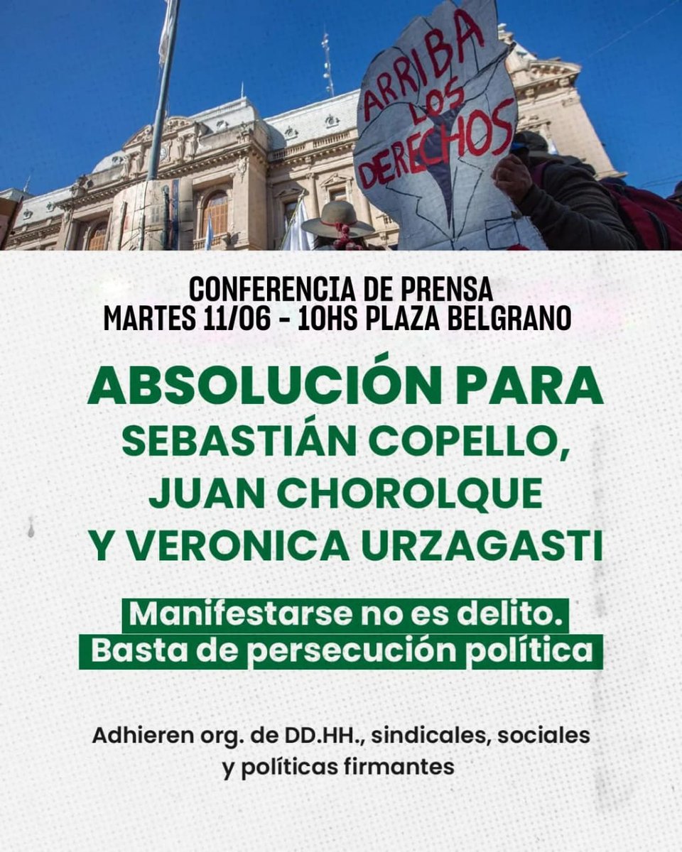 Centenares de organizaciones de DDHH sindicales y sociales y políticas firmaron. 

<a href="/carlossadirjuy/">Carlos Sadir</a> quiere sentar un precedente gravísimo en Jujuy. El art 194  nunca tuvo ninguna condena en Jujuy. Después del escándalo de los presos por tuitear siguen las arbitrariedades en Jujuy