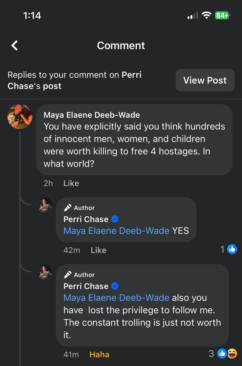 .<a href="/perribc/">Perri Chase</a> is an islamophobe, transphobe who openly admits that she believes killing innocents is justified and that any criticism of that is “trolling”