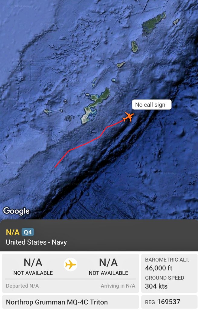 FMilcoms's tweet image. #MQ4 #AE625C heading NE off the shores of Okinawa.