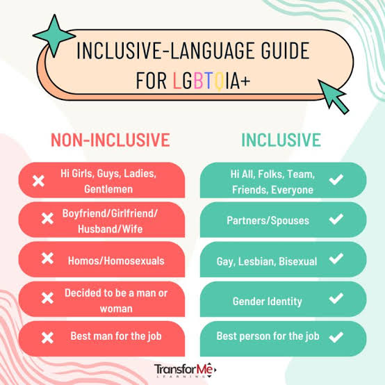 Am_bodewilson's tweet photo. Day 9!
“Using LGBTQ inclusive language”
Using LGBTQ-inclusive language is crucial for creating a welcoming and respectful environment for people of all sexual orientations and gender identities. Here are some tips in the comment box👇
#pride24 #Pridesunday #Gay
#pridechallenge https://t.co/VuUM22ob66