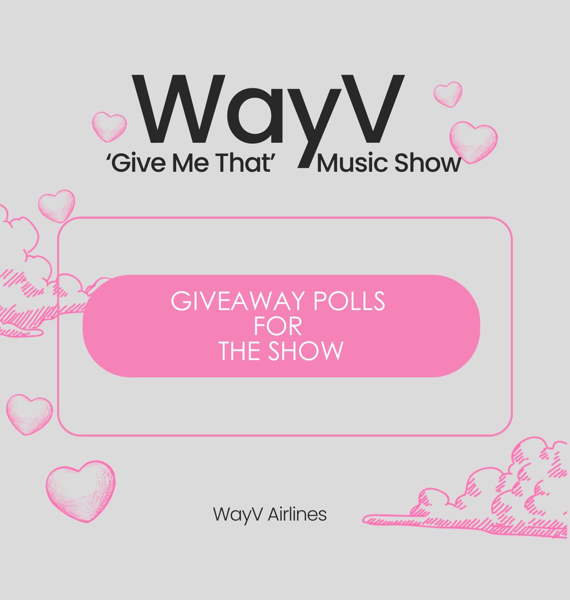 WayV_Airline's tweet photo. [VOTING] - THE SHOW

Please vote for WayV in all polls under this thread to get additional votes. We will make sure every giveaway under this thread are trusted and try our best to updating as many as we can find!

Thank you! 🩷

#WayV_GiveMeThat #VoteforWayV @WayV_official https://t.co/hCJteEpJSN