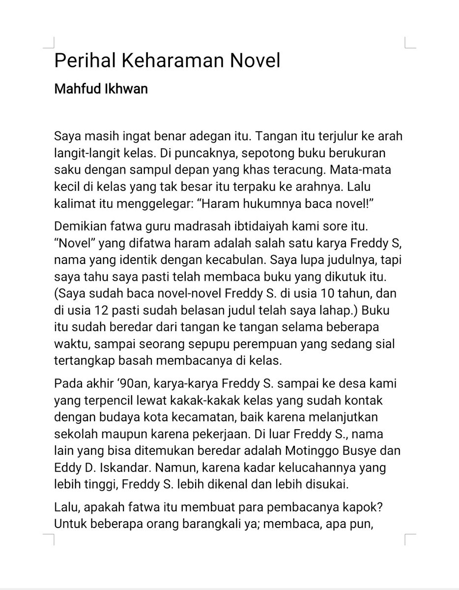 Mah_Hwan's tweet photo. PERIHAL KEHARAMAN NOVEL

Oleh Mahfud Ikhwan

1/

*Utas https://t.co/rvsCReVSjC