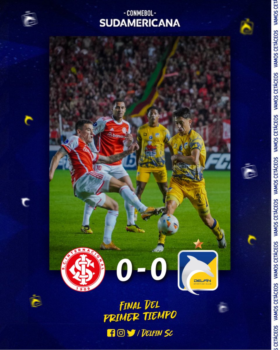 🏆 @sudamericana 
✅ 𝙁𝙞𝙣𝙖𝙡 𝙙𝙚 𝙥𝙧𝙞𝙢𝙚𝙧 𝙩𝙞𝙚𝙢𝙥𝙤 45’ PT ⏰
⚽️ INTERNACIONAL 🆚 DELFÍN 
🏟️Estadio Alfredo Jaconi  
#delfínsc #elorgullodemanabí