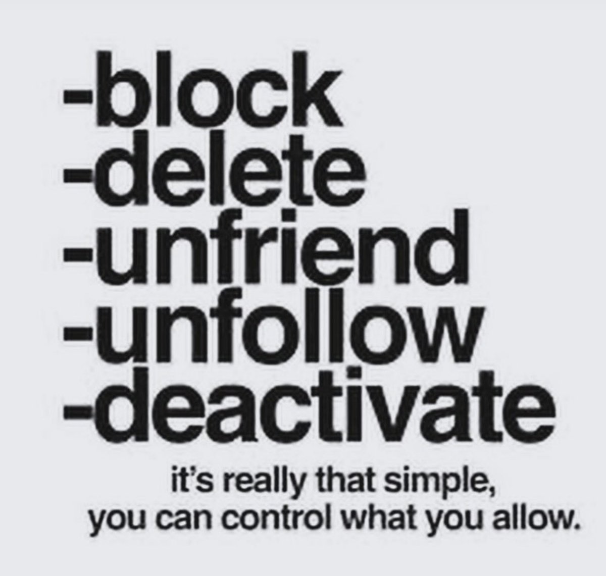 MosesMosley's tweet photo. 🛑 Block. 🗑️ Delete.
🚫 Unfriend. 👋 Unfollow.
🚫 Deactivate.
It’s really that simple. You can control what you allow.
I don’t care if you like me or don’t. I’m not going to change for you or anyone else.
#MyCircleIsSmall #ThinkWhatYouWant https://t.co/R5ZrulQZCz