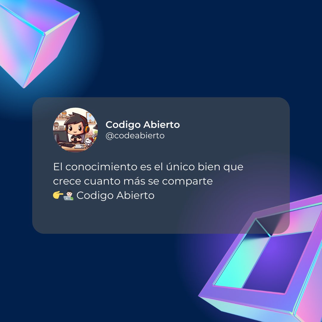 Opendesarrollo's tweet photo. El conocimiento es el único bien que crece cuanto más se comparte

#codeabierto #codigo #programacion #desarrollador https://t.co/3S85CrXko7