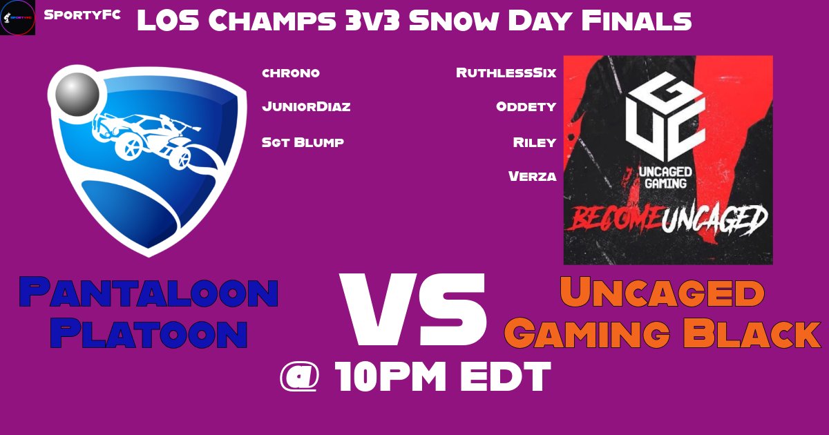 The @LOS_Champs Snow Day Finale is here!

The Pantaloon Platoon takes on <a href="/UncagedGaming/">Uncaged Gaming</a> Black
