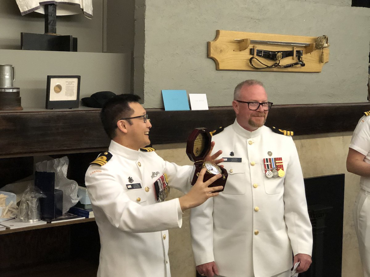 kernaghant's tweet photo. Back at @HMCSNCSMPrevost this evening for the change of command as Commander Paul Hong, CD was relieved by Commander Michael Butler, CD. Thank you for your service and the great conversations! #LdnOnt https://t.co/F4LfDvyHkH