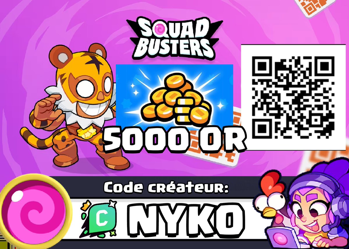 Lien toujours valide pour 5000 pieces OR sur <a href="/SquadBustersx/">Squad Busters</a> #squadbusters 
Et n'hésitez pas à utiliser le code NYKO dans le SHOP ou même  le Store Supercell. MERCIIIIII❤️

Cliquez ici:
link.squadbusters.com/voucher/NYKO