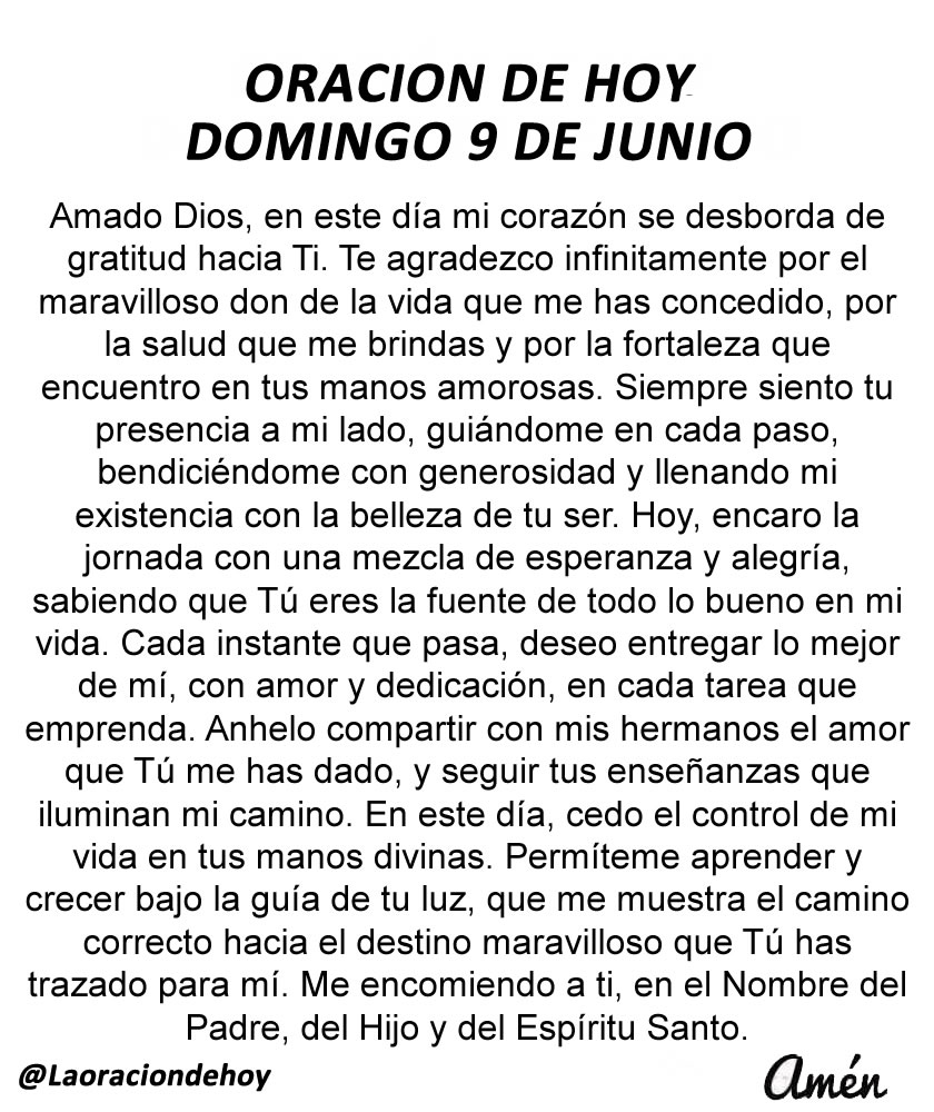 laoraciondehoy's tweet photo. Oración diaria para hoy domingo 9 de junio de 2024 https://t.co/nO6rFiXdQk