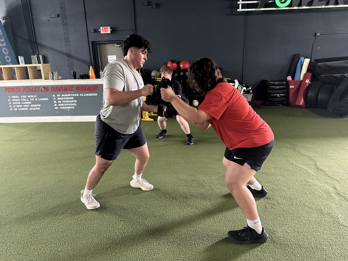 Though they may be conference rivals now, <a href="/AU_SpartanFB/">Aurora University Football</a> OL <a href="/Joepalermo59/">Joe Palermo</a> and <a href="/JacobBarber54/">Jacob Barber</a> got some phenomenal work in with <a href="/BenUFootball/">Benedictine Football</a> OL <a href="/RoathTommy/">Tommy Roath</a> on Wednesday! Love using our <a href="/LPAStrength/">LPA Strength Equipment</a> Torque Wheel!