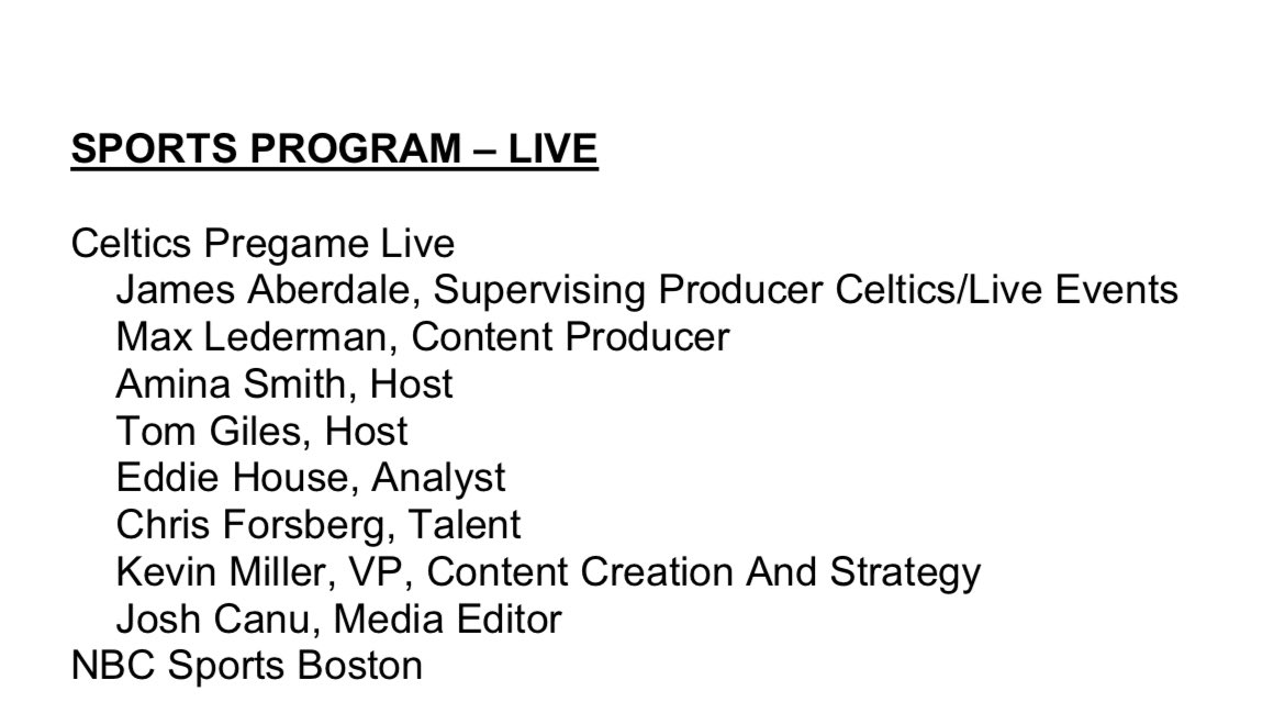 Congrats on the #NEEmmy folks! #DifferentHere #Celtics 🎤 🎥
