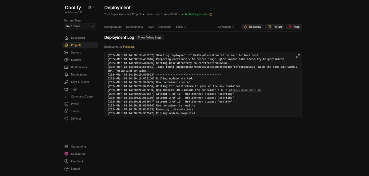 vikingmute's tweet image. 发现很多 self-host 的外国推友都在用这个 Coolify
coolify.io
开源的 Vercel/Netlify 的替代品,简单看了一下,感觉非常不错,可以管理多个服务器,提供了各种各样的功能,比如 git集成部署/免费SSL/Webhooks/自动备份/监控/提醒等等。
Github Stars 已经有 19K了。…