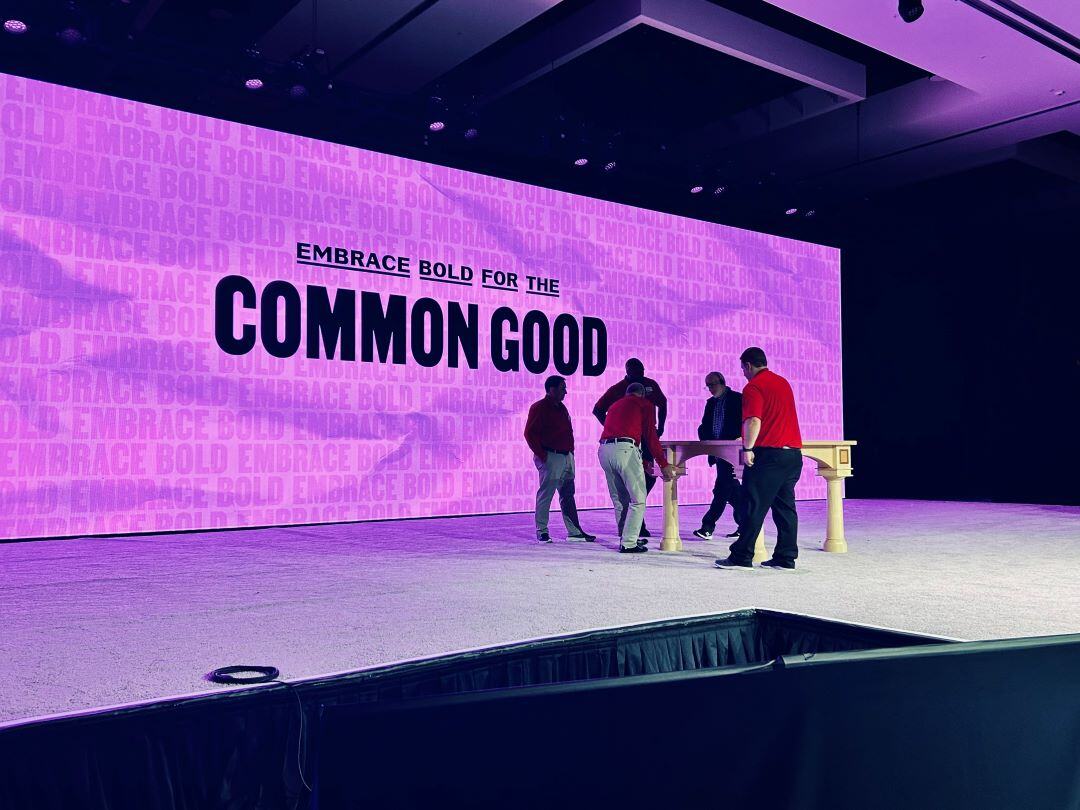 TheCHAUSA's tweet photo. We can’t wait to welcome #CatholicHealth leaders to #2024CHA Assembly! We’re making final touches to ensure your experience is transformative, illuminating and meaningful. See you tomorrow when we will #EmbraceBold as we strive to make a difference in the lives of those we serve! https://t.co/ibQmGhb5kg
