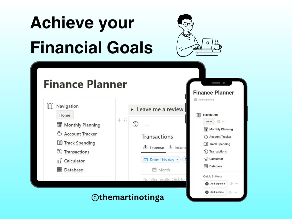 themartinotinga's tweet photo. Guyysssss, this is definitely the best news you'll hear this week 😁✨🎉

I’m super excited to share a sneak peek of something special I've been working on—a Notion template that’s going to change the way we manage our money, and it's unlike anything else out there! 🌟 https://t.co/S4sASWl58i