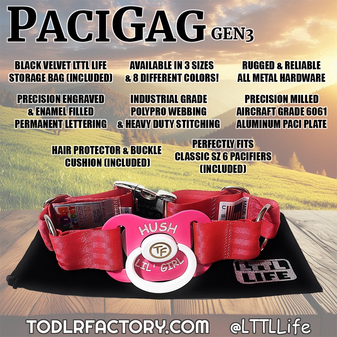 Heya Kiddos!
They're finally here! The All New Gen 3 PaciGags are shipping now! Made by Littles, for Littles in Colorado USA

Get yours at:
TodlrFactory.com
Or
TodlrFactory.Etsy.com

#ageplay #agere #abdldiapers #diapergirl #diaperboy #babyfur #diapers #pacifier